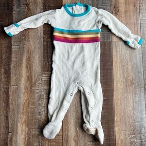 L’oved Baby white colorful striped terry cloth footie pajama bodysuit sz 3-6M
